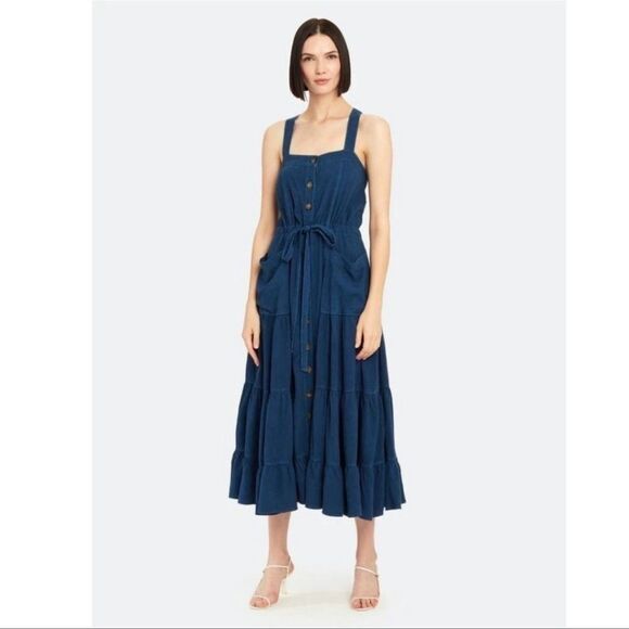 Free People Catch The Breeze Black Tiered Maxi dress Small NWOT - Picture 1 of 8